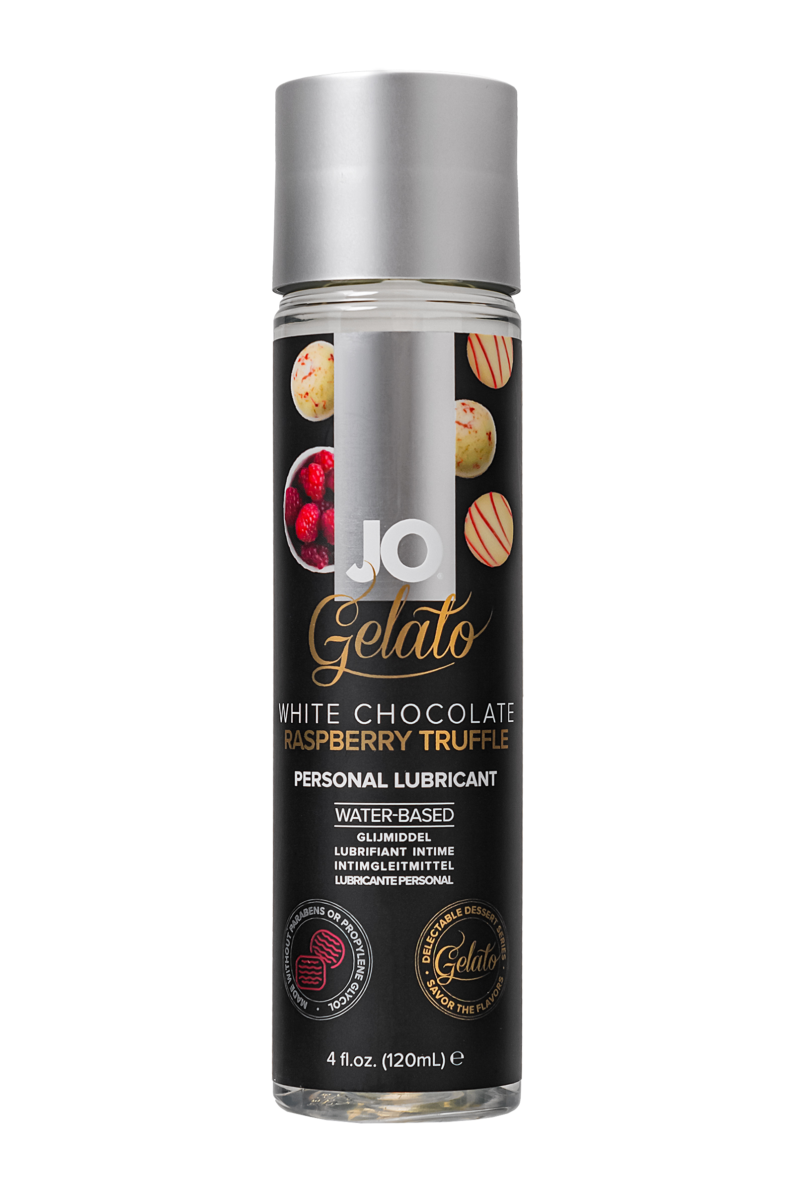 Съедобный лубрикант JO Gelato White Chocolate Raspberry Truffle, белый шоколад и малина, 120 мл